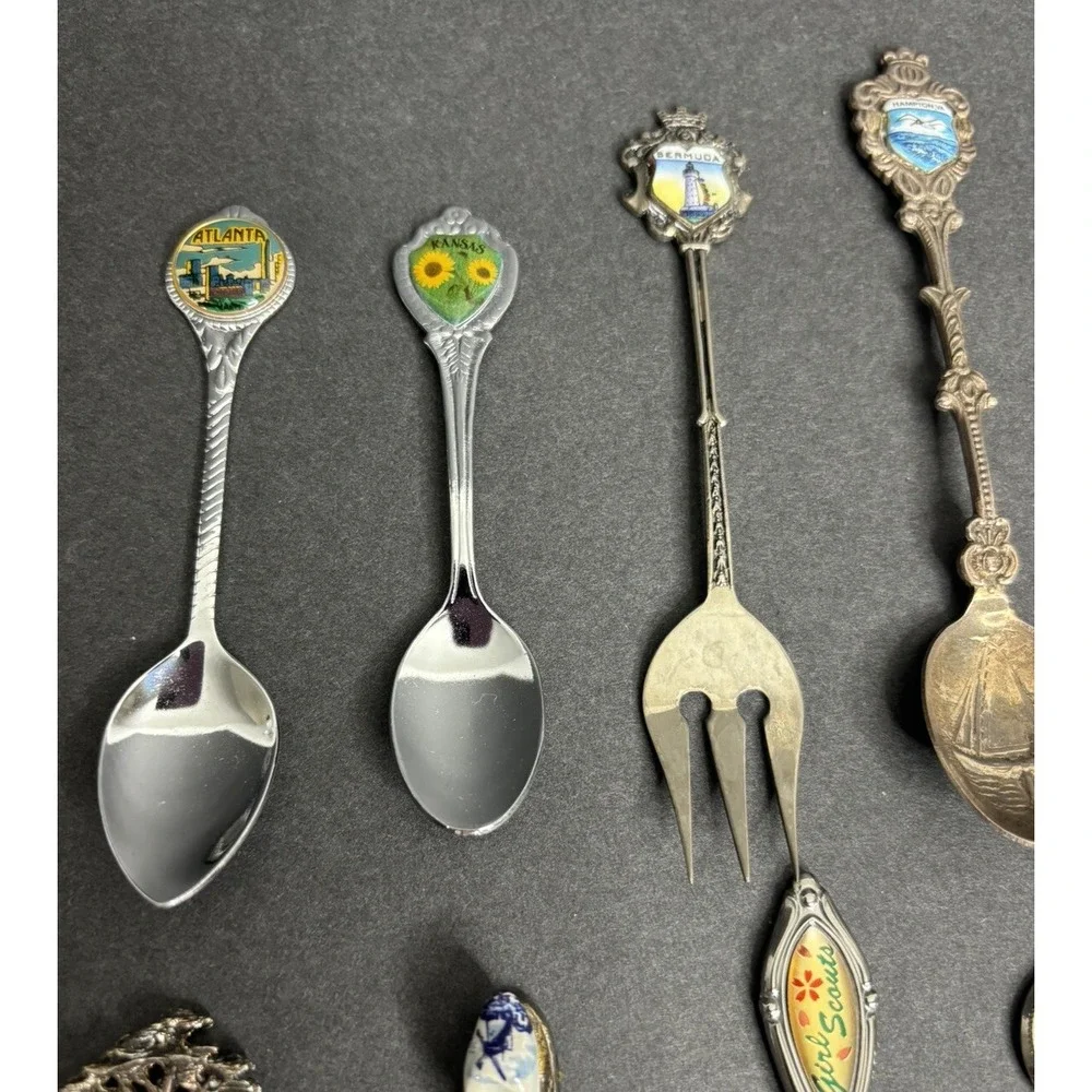 14 United States Souvenir Spoon PA Carmel CA Hampton VA Atlanta SC Girl Scouts
